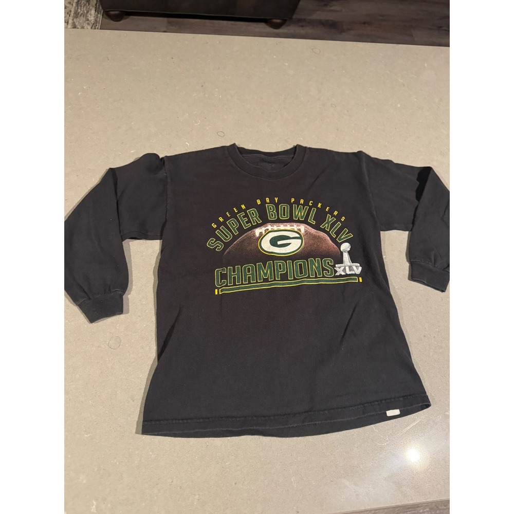 Green Bay Packers Super Bowl XLV Champions Long Sleeve T Shirt Kids Size Large